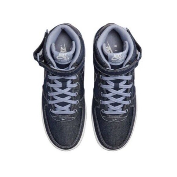 SIZE 6 WOMEN’S NIKE AIR FORCE 1 07 MID OBSIDIAN BLUE-WHITE DENIM DD9625-400 - Picture 3 of 7